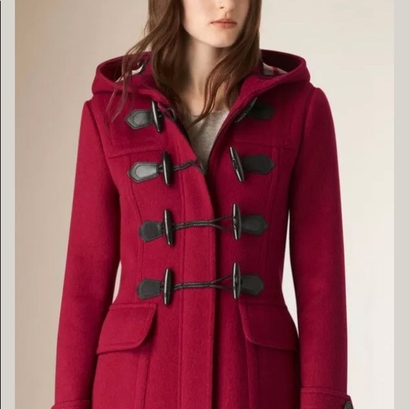 Burberry Brit Blackwell Wool Toggle Coat Claret - Picture 2 of 9
